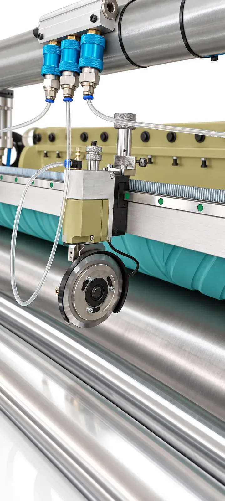 Système de couteaux pneumatiques, sur une machine